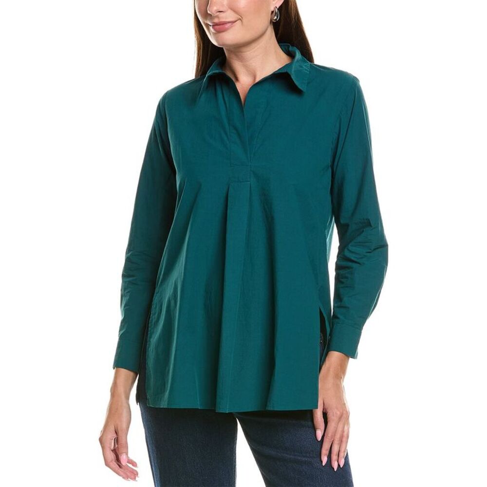 Eileen Fisher Womens Petite Classic Collar Tunic, Blue